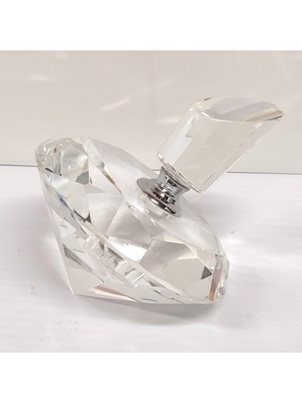 Perfume Bottle Diamond Shape Faceted Crystal Stopper 5''